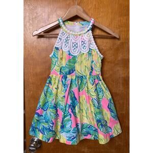 Lilly Pulitzer Little Kinley Fit and Flare Dress Easter Girls Size 7 Beach Pink